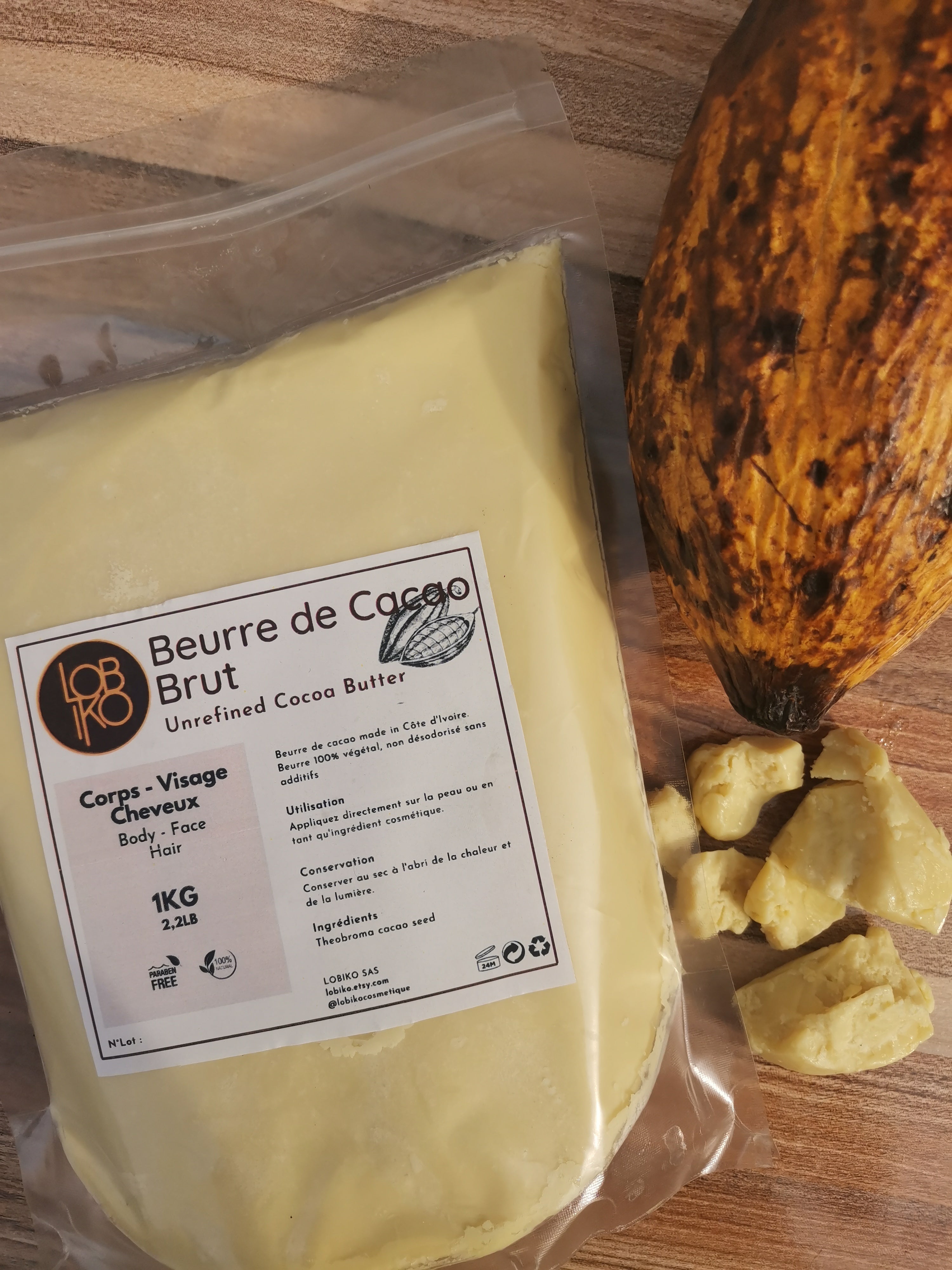 Beurre de Cacao Brut (500g/1kg)