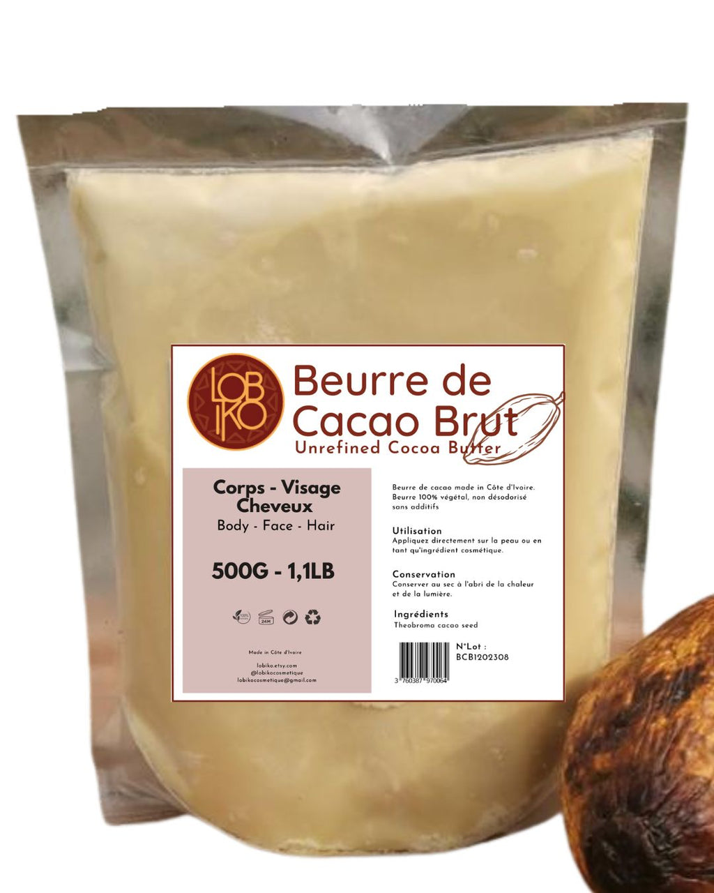 Beurre de Cacao Brut (500g/1kg)